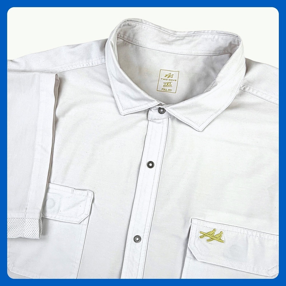 Two Dove Outdoors Shooting Shirt Men 2XL Gray Poly Cotton Spandex Full Fit Mesh